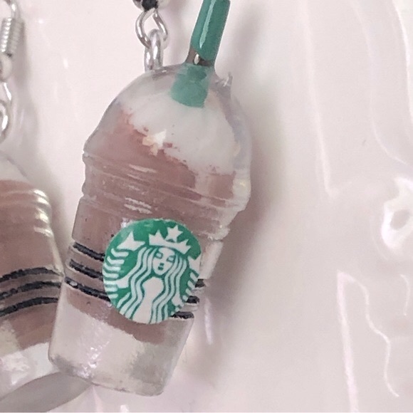 New “Starbucks” Frappuccino Iced Coffee Latte Dangling Drop Fun Unique Earrings - Picture 5 of 7